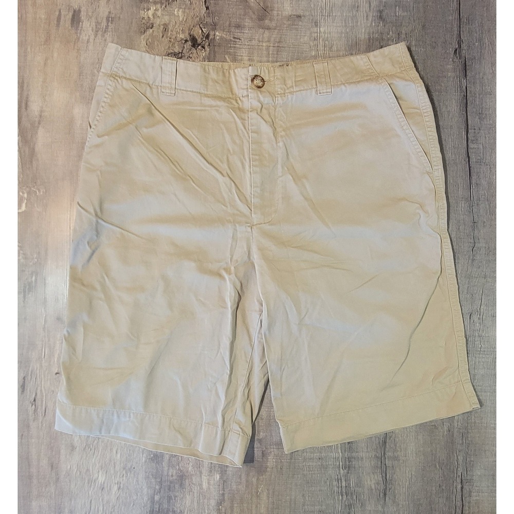 Lacoste Mens Chino Shorts Tan Beige 100% Cotton Size 34 Flat Front Casual Summer